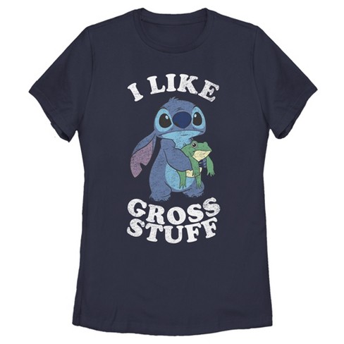 Women's Lilo & Stitch I Like Gross Stuff Stitch Distressed T-Shirt - Navy  Blue - 2X Large