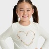 Toddler Girls' Long Sleeve Floral Heart Graphic Shirt - Cat & Jack™ Cream - 2 of 4