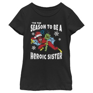 Girl's Marvel Christmas Spider-Woman Heroic Sister T-Shirt - 1 of 3