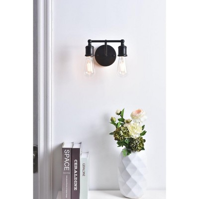 Elegant Black Metal 2-Light Wall Sconce