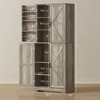 Aghana Digitals 72" Gray Wash Farmhouse Pantry Cabinet with 4 Barn Doors, 4 Adjustable & 8 Door - 3 of 4