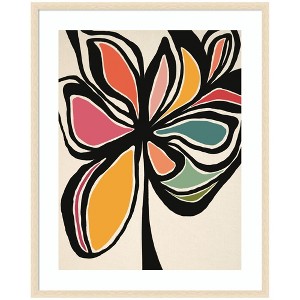 Kate and Laurel Framed Art Midnight Floral 2 by Alicia Bock, 34x42, Woodgrain Stripe Blonde - 1 of 4