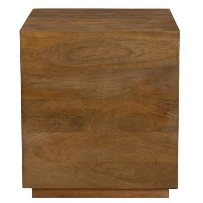 Moti Flagstaff Square Side Table in Modern Spice Tan Finish on Solid Wood