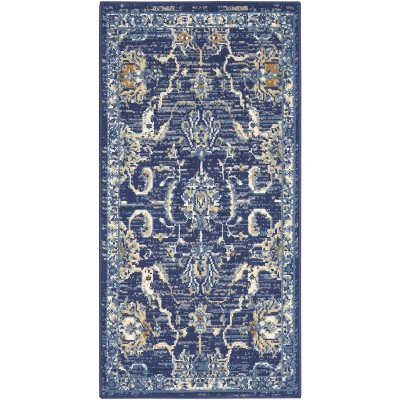 Navy and Beige Rectangular Persian Style Area Rug