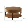 HomeRoots 32" Natural Wood Round Coffee Table With Hidden Storage And Shelf - 3 of 4