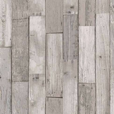 Roommates Distressed Barn Wood Plank Peel And Stick Wallpaper Black : Target