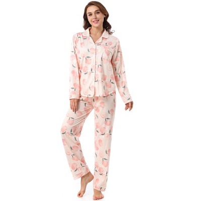 Women's Soft Cotton Knit Jersey Pajamas Lounge Set, Long Sleeve