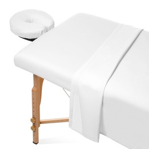 Saloniture 3-Piece Microfiber Massage Table Sheet Set, Includes Flat and Fitted Sheets with Face Cradle Cover - 1 of 4
