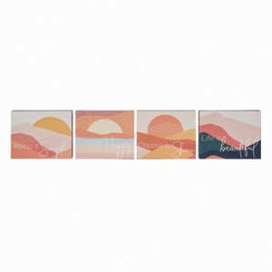 Transpac MDF Endless Summer Block Decor Set of 4 Freestanding Tabletop Signs for Home and Beach Decor - 1 of 1