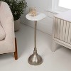 JONATHAN Y Ava 23.75" Art Deco Contemporary Metal Pedestal Drink Table & Decorative End Table with White Marble Round Top & Hammered Base - 2 of 4