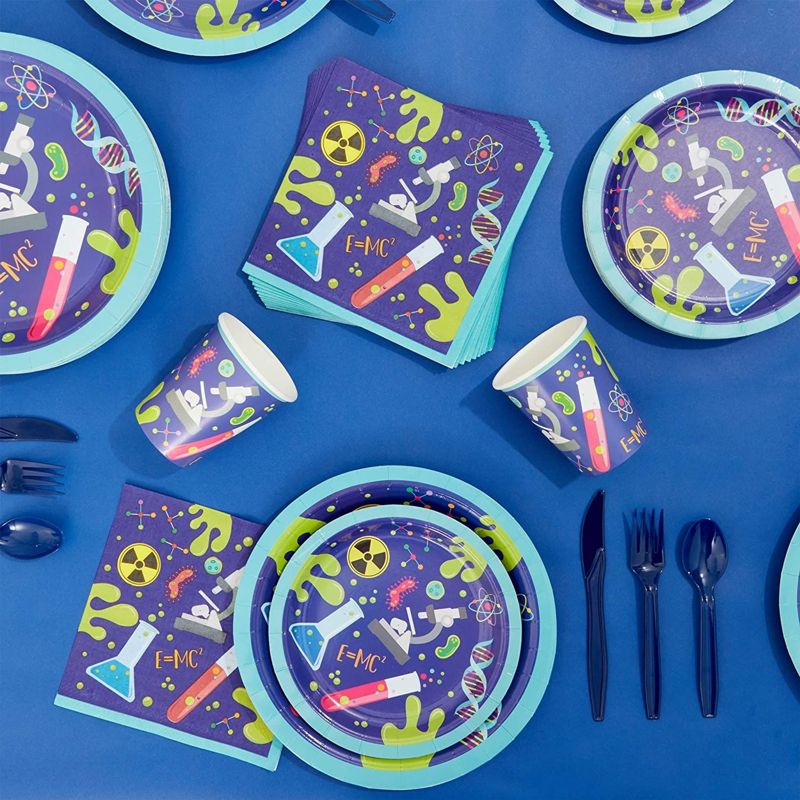 Blue Panda 80 Packs Science Lab Themed Disposable Paper Plates Plate 7" for Kids Birthday Party, 2 of 6