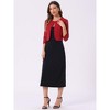 INSPIRE CHIC Women's Work Floral 3/4 Lace Trim Sleeves Open Front Bolero Shrug - 2 of 4