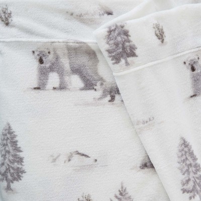 Queen North Pole Polar Bears Velvet Plush Sheet Set