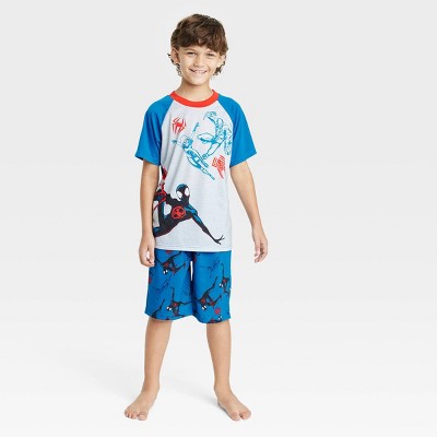 Boys' Marvel Spider-Man: Miles Morales 2pc Short Sleeve Top and Shorts Pajama Set - Blue