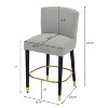Christopher Knight Home Nordelle Modern Upholstered Rubberwood Barstool with Gold Circular Footrest (Set of 2) - 3 of 4