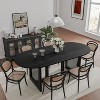 SpassWay 30"H Rattan Oval Wood Dining Table Kitchen Table Conference Table with Double Pedestal - 3 of 4