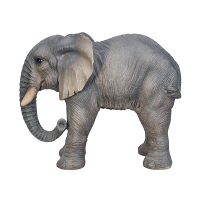 18.5" Polyresin Standing Elephant with Trunk Down Statue Gray - Hi-Line Gift