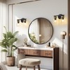 POWLIG 12.2" Black Modern Vanity Light - Bathroom Dimmable Fixture with Twine-Trimmed Glass Shade - 3 of 4