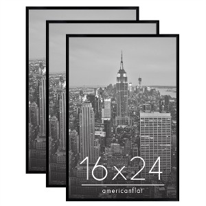 Americanflat 16" x 24" Poster Frame in Black - Set of 3 - 16x24 Frame with Slimline Molding, Plexiglass Cover - 1 of 4