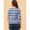 INSPIRE CHIC Women's Stripes Casual Basic Elbow Sleeves Boat Neck Slim Fit T-Shirts - 4 of 4