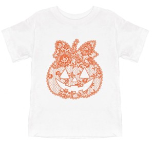 Pumpkin Doily Coquette - Youth Short Sleeve Graphic T-Shirt and Toddler Short Sleeve Graphic T-Shirt - 1 of 3