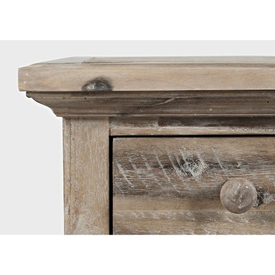 Rustic Brown and Gray Wood Glass End Table with Storage