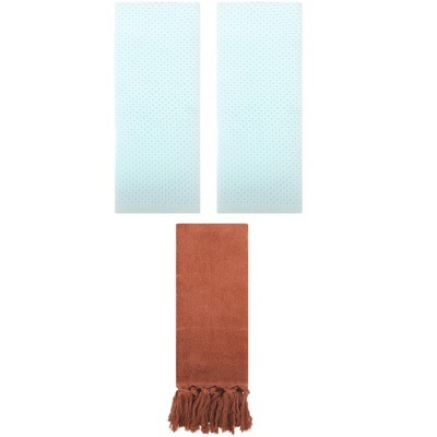 REGALWOVEN 3 Packs Cotton Soft Absorbent Tassels and Waffle Hand Towel