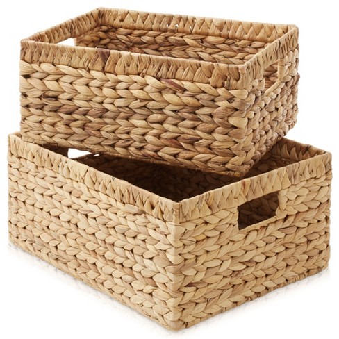 Casafield Water Hyacinth Storage Basket Set With Handles - 1-jumbo, 1 ...