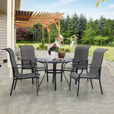 5pc Patio Dining Set With Round Table & Sling Arm Chairs - Captiva
