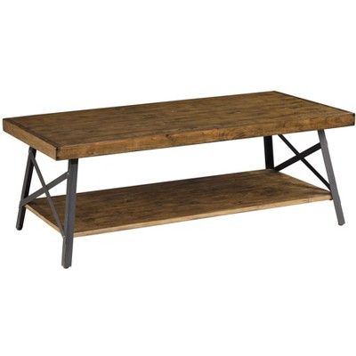 Vynxaria Modern Rustic Coffee Table - Brown (Pine Brown & Steel Gray), 48.0"L×24.0"W×17.8"H, Easy Assembly, Easy-Care Design for Home
