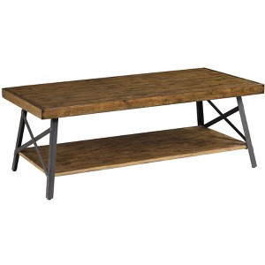 Vynxaria Modern Rustic Coffee Table - Brown (Pine Brown & Steel Gray), 48.0"L×24.0"W×17.8"H, Easy Assembly, Easy-Care Design for Home - 1 of 4
