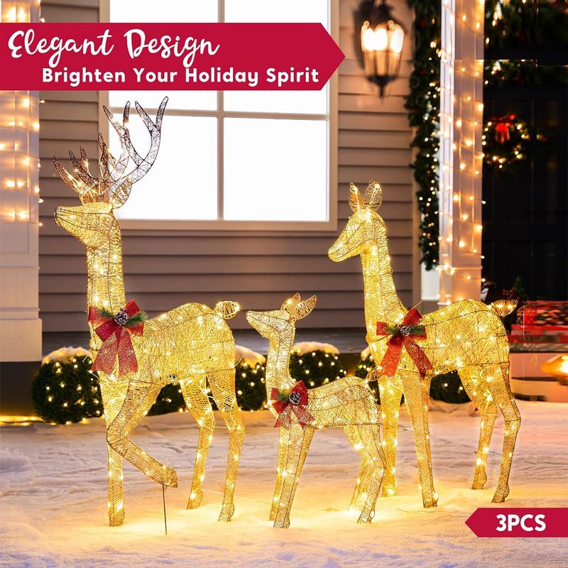 Syncfun Reindeer Christmas Decoration, LED Lighted Christmas Outdoor Decorations Xmas Deer Yard Lights Decor for Yard Garden Lawn, Xmas Decor, 4 of 8