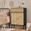 USIKEY Storage Cabinet with Adjustable Shelf, Rattan Cabinet with Large Drawer, Accent Cabinet for Dining Room, Entryway, Living Room - 3 of 4