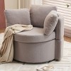 34" Teddy Fabric Round Swivel Lounge Chair, Comfy Upholstered Single Sofa Chair with Backrest, Storage, 3 Pillows – Cuddlewood - 2 of 4