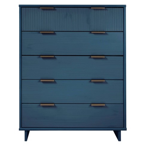 Tall Granville Modern 5 Drawer Dresser Midnight Blue - Manhattan Comfort