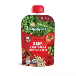 Happy Family Savory Blends Stage 3 Pouches Grass-Fed Beef Vegetable & Quinoa Stew Baby Meals - 3.5oz