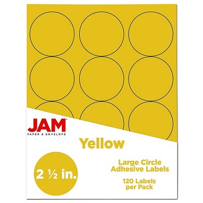 JAM Paper Circle Round Label Sticker Seals 2.5 Inch Diameter Yellow 120/Pack 147628582