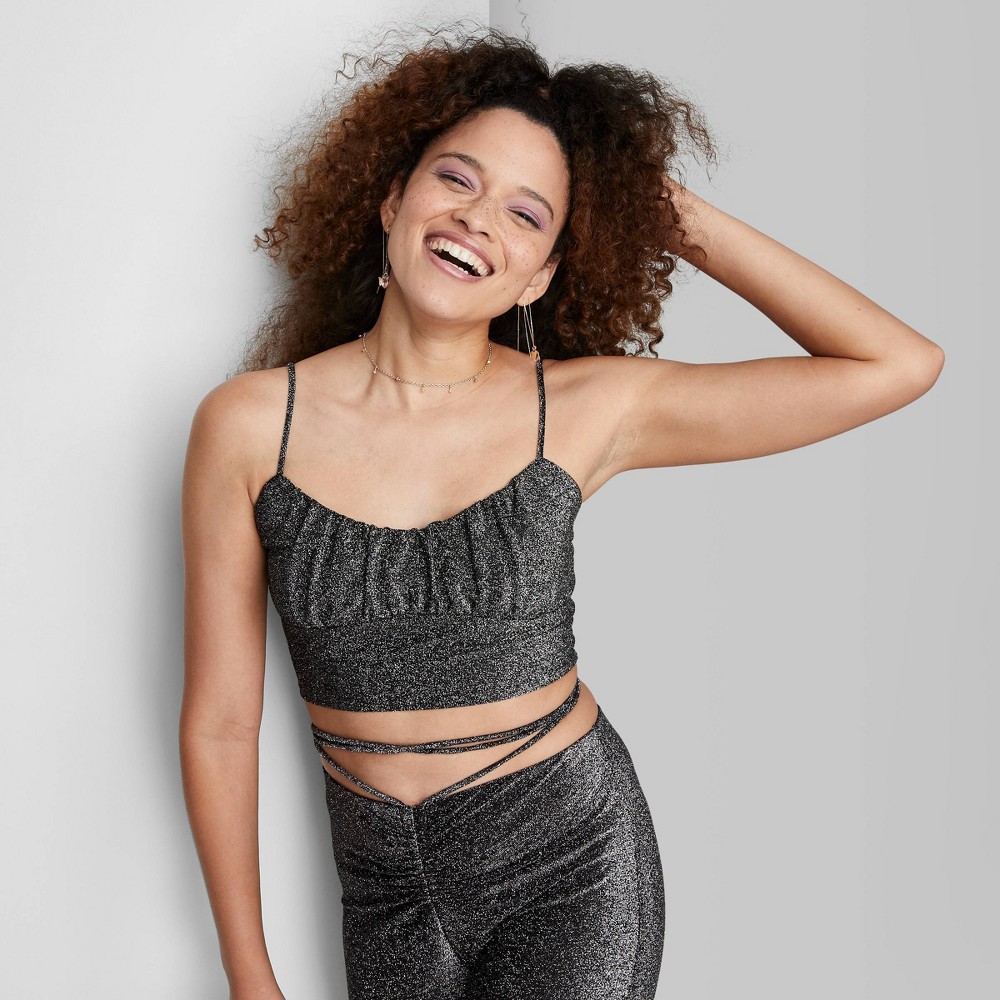 size small Women's Lurex Tiny Tank Top - Wild Fable Black S