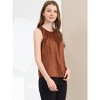 Allegra K Women's Satin Round Neck Sleeveless Work Office Pleated Blouse - 4 of 4