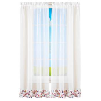 Collections Etc Ruffled Bright Butterfly & Flower Trim Window Drapes