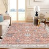 Area Rug, Washable Rug - 8x10 Oriental Vintage Carpet, Soft Faux Wool Non Slip Stain Resistant (Brick Red) - 2 of 4