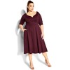 Women's Plus Size Cute Girl Elbow Sleeve Dress - oxblood | CITY CHIC - 2 of 4