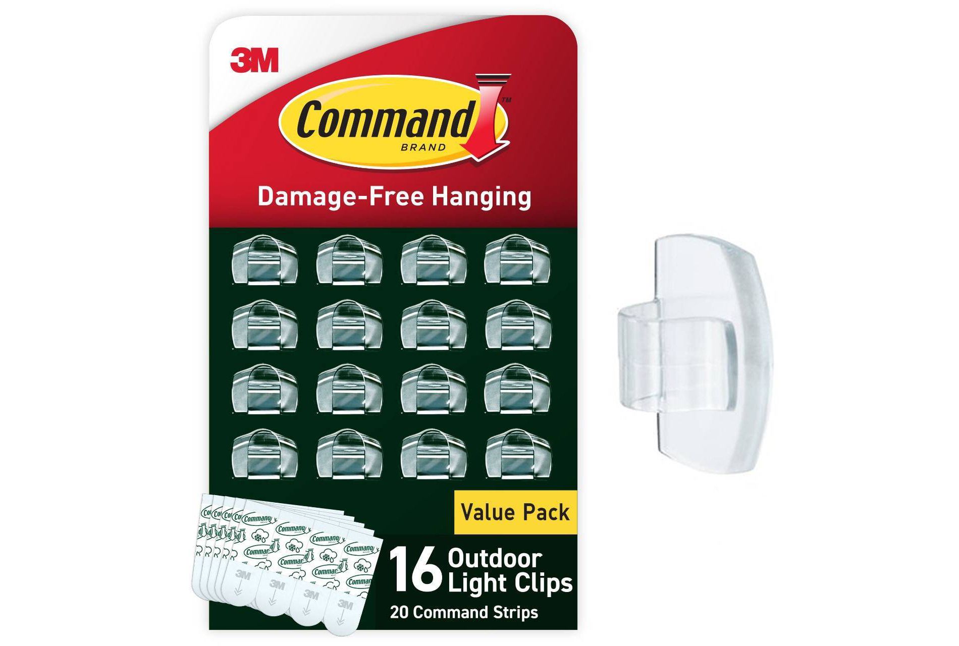 Command 16ct Damage-Free Hanging Outdoor Light Clips with Adhesive Strips