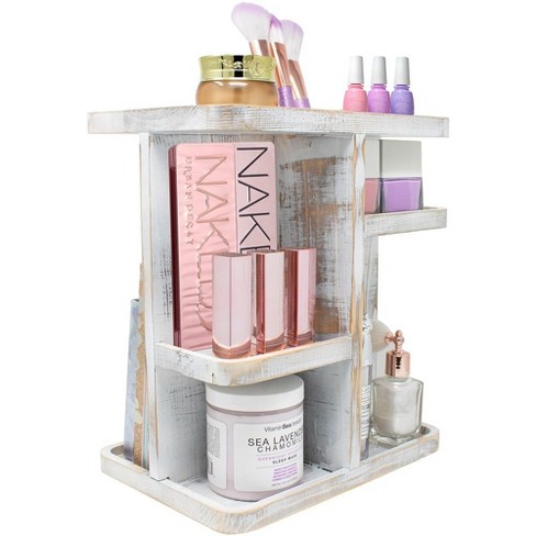 Makeup Skincare Organizer Perfume Rotating Wood Cosmetic Display, 2 Tier  Lazy Susan Turntable for Vanity, Bathroom