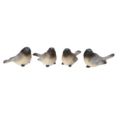Transpac Small Blue Head Bird Set of 4 Spring Home Decorations