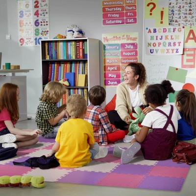 Pink and Purple PVC Interlocking Puzzle Play Mat Set