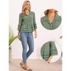 INSPIRE CHIC Women's Button Down 3/4 Bell Sleeve Lapel Collar Casual Ruffle Hem Eyelet Blouse - 2 of 4
