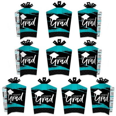 Big Dot of Happiness Teal Grad - Best is Yet to Come - Table Decorations - 2021 Turquoise Graduation Party Fold and Flare Centerpieces - 10 Count