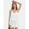 EXLURA Womens Summer Romper Dress 2025 V Neck Spaghetti Strap Pleated Shorts Jumpsuit Beach Vacation Outfits with Pockets - 3 of 4
