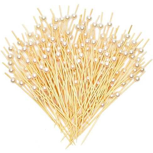 Cocktail Picks Handmade Bamboo Toothpicks 4.7 Multicolor Party Supplies 100 counts in Silver Pearl 